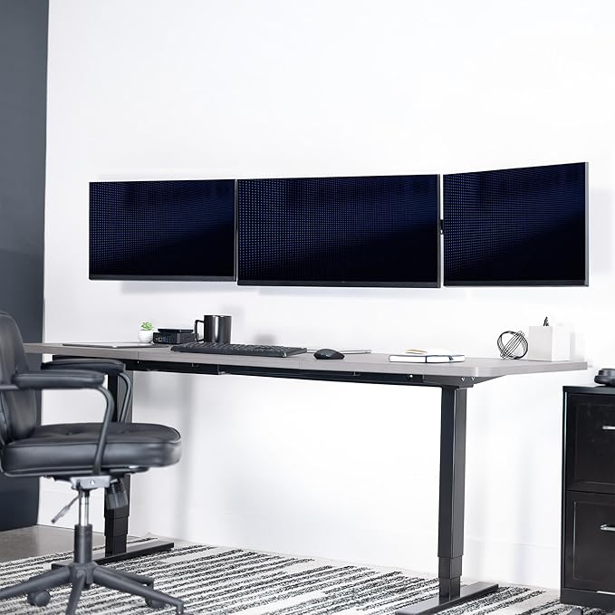 VIVO Premium Triple Monitor Wall Mount for 3 Screens up to 22 lbs, Fits up to 38 inch Ultrawides on Center Bracket, Adjustable Telescoping Arms, Flush Wall Setup, Black, MOUNT-TS03C