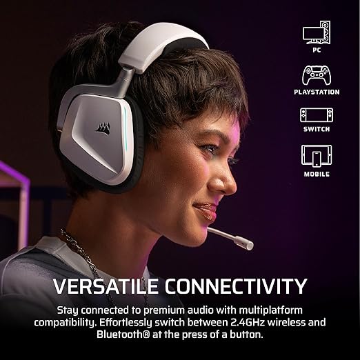 Corsair Void v2 Wireless Gaming Headset with Bluetooth for PC, PS5, PS4, Switch & Mobile – Dolby Atmos, Dual Wireless Multiplatform, Long Battery Life, Fast Charging – Dual Tone