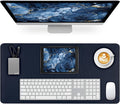 Desk Pad Mat, Navy Blue Leather Desk Mat for Desktop, Computer Mouse Pad Non-Slip, Waterproof Keyboard Mats for Office/Home/Decor, 23.6" x 13.7"