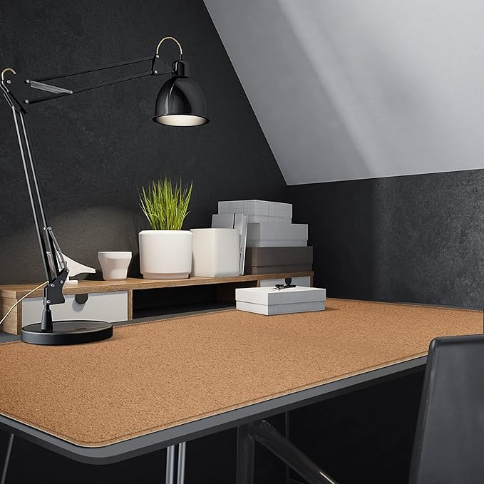 MAIDERN 55" x 24" Cork & Leather Desk Pad, Large XXL Mat, Full Mouse Pad, Dual Sided Protector for Gaming Home Office (Cream)