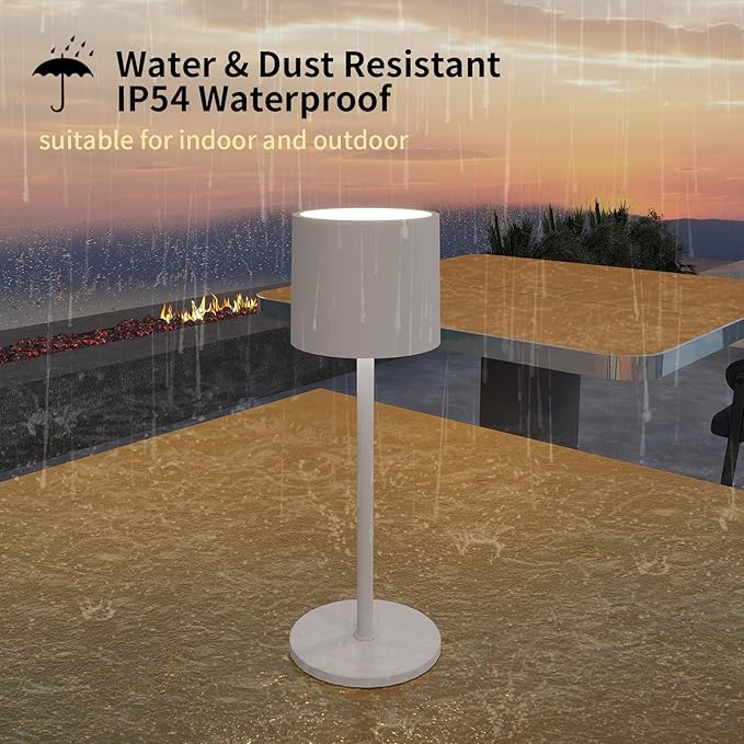 2-Pack Cordless Table Lamp, Portable LED Desk Lamps, 2 Adjustable Height, 4400mAh Battery Powered Rechargeable Light, 3 Color Stepless Dimming, for Restaurant, Bedroom, Outdoor Camping