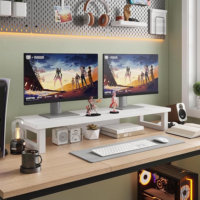 WESTREE Dual Monitor Stand Riser – Wood and Steel