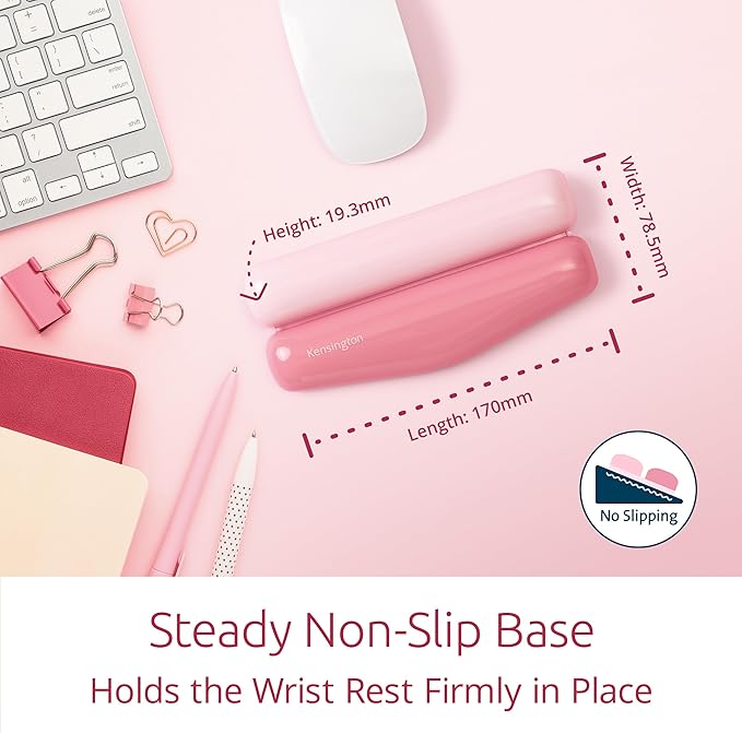 Kensington Duo Gel Mountain Mouse Wrist Rest Support Cushion for Mice & Trackballs, Ergonomic Mouse Wrist Support, Comfortable Non-Skid Gel, Pink 6.69" x 3.09" x 0.76" K62826WW