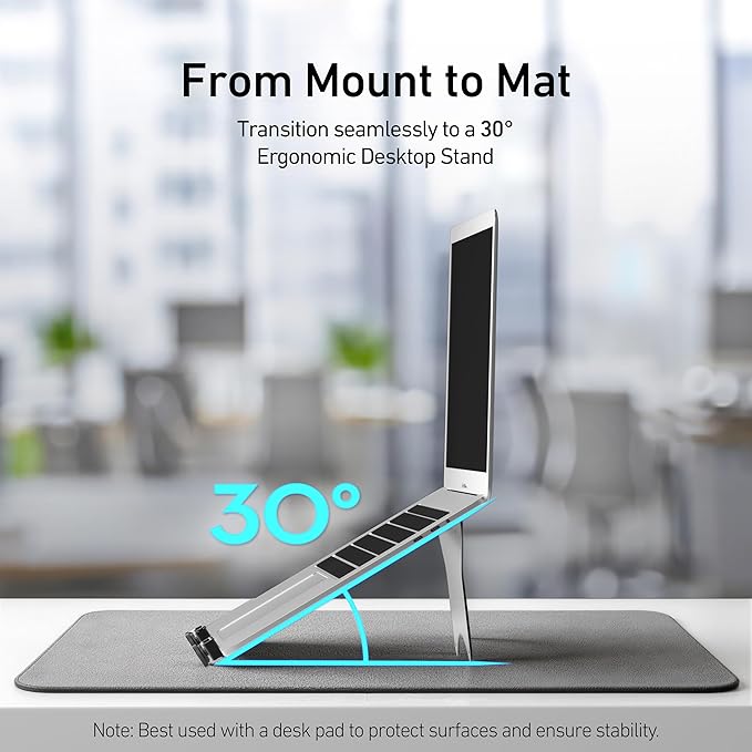 VESA Laptop Tray for Monitor Mount, Holds Laptops up to 17.3 Inches and 28.6 lbs, Fits 100x100mm VESA, Notebook Tray Office Desk Accessories, Silver