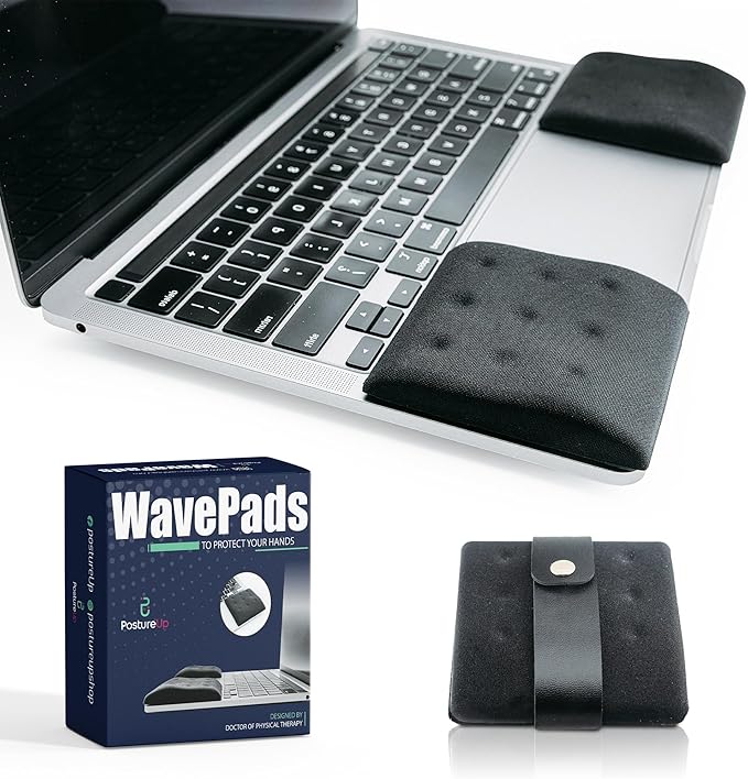 WavePads by PostureUp – Original Two Pack Adjustable Wrist Rests for Laptop and Keyboard Ergonomic Memory Foam Laptop Wrist Pads for Wrist Pain & Carpal Tunnel Relief, Memory Foam Wrist Support Pad