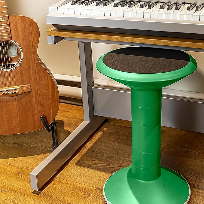 Storex Wiggle Stool – Active Flexible Seating for Classroom and Home Study, Adjustable 12-18 Inch Height, Green (00304U01C)