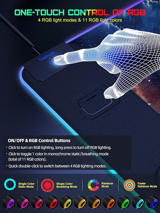 Wireless Charging Mouse Pad, RGB Gaming Mousepad Home Office Desk Pad, 31.5” x 15.8” XXL Large Desk Mat, Waterproof Keyboard Pad, Blue Nebula(Includes 20W PD Power Adapter & 6.56ft Woven Cable)