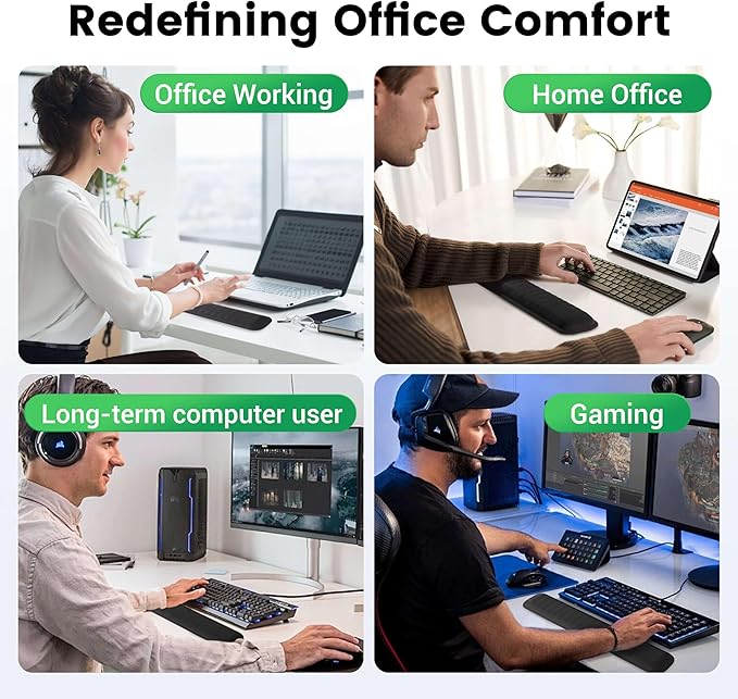 MEKASS Christmas Mouse Pad Ergonomic Mouse Pad and Keyboard Wrist Rest Set, Memory Foam Desk Wrist Support for Computer Keyboard, Non-Slip Wrist Rest for Typing Gaming Office (Green Christmas Tree)