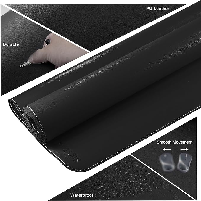 Mydours 55"x28" Extra Large Desk Mat - Full Desk Blotter Pad, Desktop Computer Desk Mat, Waterproof Desk Protector Mat, Large Mouse Pad for Desk for Writing, Workspace, Home and Office (Black)