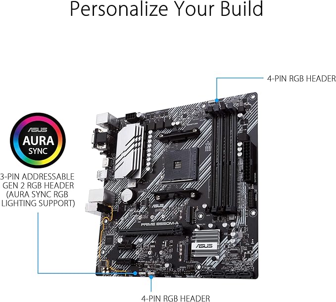 ASUS Prime B550M-A WiFi II AMD Micro ATX Motherboard with PCIe 4.0, WiFi 6, ECC Memory, HDMI 2.1, RGB Header
