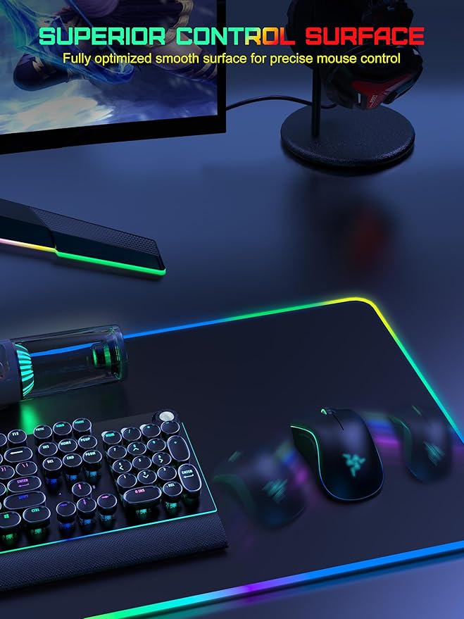 TopMade Wireless Charging RGB Mouse Pad, Waterproof Gaming Desk Mat with 4 Light Modes & 11 RGB Colors, 31.5"x15.75" XXL Large Desk Pad(Includes 20W PD Power Adapter & 6.56ft Woven Cable)