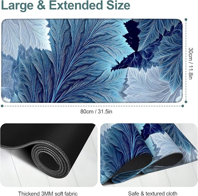 Spring Leaves Extended Gaming Mouse Pad 31.5x11.8inches Large Desk Mat Anti-Slip Rubber Base & Durable Stitched Edges for Gamers Smooth Mouse Writing Surface for Desk Office/Home