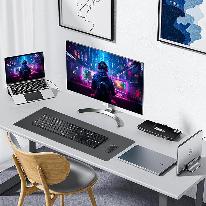 ALOANES Waterproof Mouse Pad with Durable Stitched Edge, XL Gaming Keyboard Pad, Non-Slip Rubber Base Mouse Mat, Desk pad for Gamer, Office & Home, Dark Gray Mousepad 31.5"x 11.8"x 0.12"