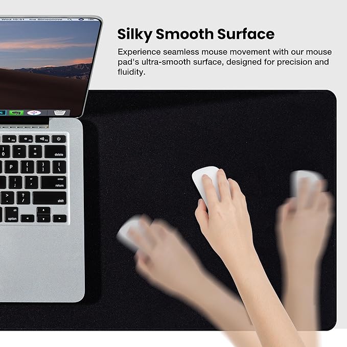 ALOANES Large Gaming Mouse Pad with Non-Slip Rubber Base,Stitched Edge,Desk mat for Laptop,Computer & PC, Wristing Pad for Gamer,Office & Home, 35.4"x 11.8"x 0.12", Black