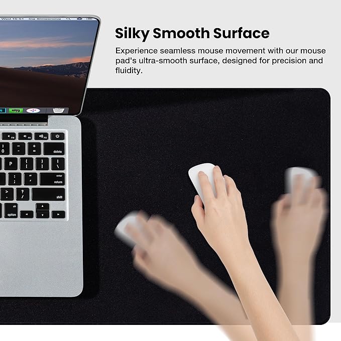ALOANES Large Gaming Mouse Pad with Non-Slip Rubber Base,Stitched Edge,Desk mat for Laptop,Computer & PC, Wristing Pad for Gamer,Office & Home,Classic Black XL 27.6"x 11.8"x 0.12"