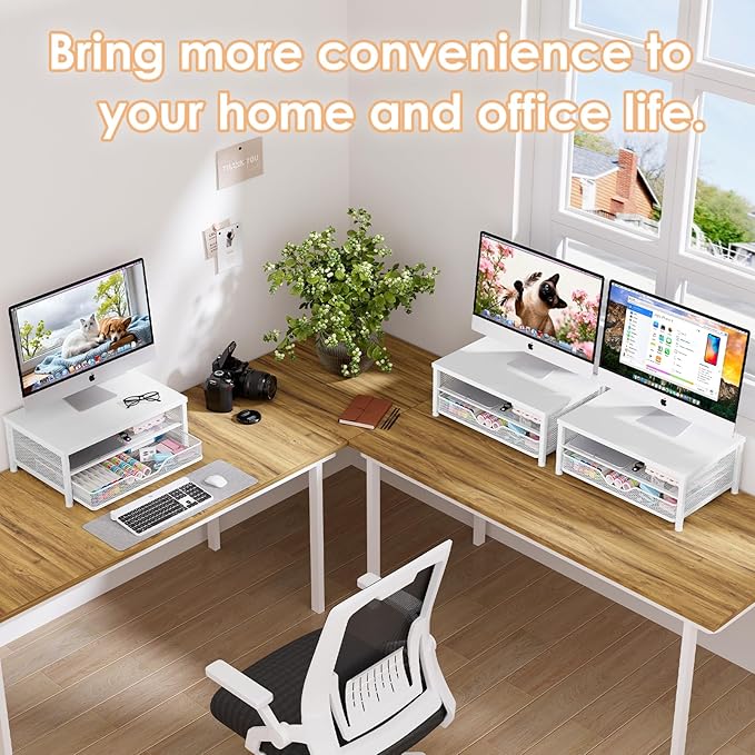 OPNICE Computer Monitor Stand Riser – White