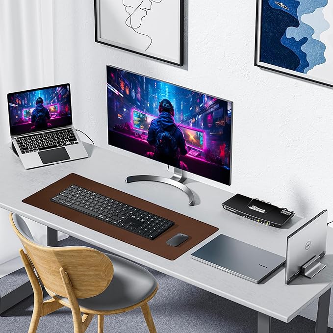 ALOANES Waterproof Mouse Pad with Durable Stitched Edge, XXXL Gaming Keyboard Pad, Non-Slip Rubber Base Mouse Mat, Extended Desk pad for Gamer, Office & Home, Brown Mousepad 35.4"x 15.7"x 0.12"