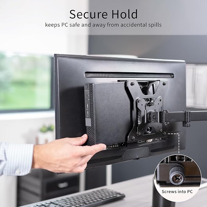 VIVO Behind Monitor VESA Mount Designed for Dell OptiPlex Micro CPU, Monitor Arm Computer Holder, Concealed Behind Screen, Desk Clamp Option, Black, Mount-DLMM1
