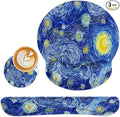 Britimes Ergonomic Mouse Pad Set with Wrist Rest Abstract Night Sky Non-Slip Rubber Base Wrist Cushion Support and Coasters Mousepad with Wrist Support for Computer Keyboard and Desk