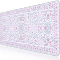 HAOCOO Elegant Floral Desk Mat, Cute Purple Mousepad Home Decor, 35.4" x 15.7" Large Keyboard Pad, Aesthetic Flower Desktop Mat Office Accessories, Waterproof Teacher Desk Pad Mat for Work, Study