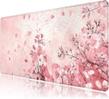 Desk Mat, Japanese Cherry Blossom XXL 35.4"x15.7"Large Gaming Mouse Pad, 3mm Thick Gaming Keyboard Pad,Desk Pad Non-Slip Rubber Base with Stitched Edges for Office Game Home Decor