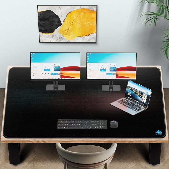 Cacoy 63” x 31.5” Super Large Gaming Mouse Pad, Oversized Giant Desk Matt for Desktop, Non-slip Rubber Base Mouse Mat, XXXL Extended Gamer Keyboard Mouse Mat, Office Computer Desk Pad Protector, Black