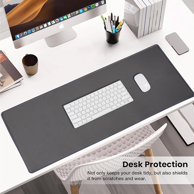 ALOANES Waterproof Mouse Pad with Durable Stitched Edge, XL Gaming Keyboard Pad, Non-Slip Rubber Base Mouse Mat, Desk pad for Gamer, Office & Home, Dark Gray Mousepad 31.5"x 11.8"x 0.12"