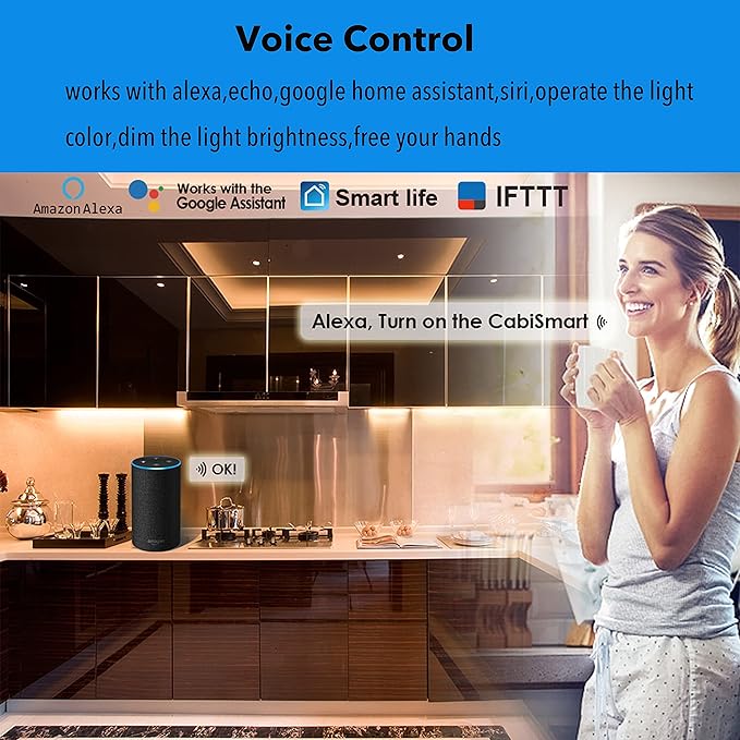 Smart Cabinet Lights Under Counter LED Lighting Dimmable Strip Lights, Warm, Daylight, Cool White Adjustable Light Bar,Compatible with Alexa,Google Assistant,Phone App,for Kitchen Cupboard,Shelf,6pcs