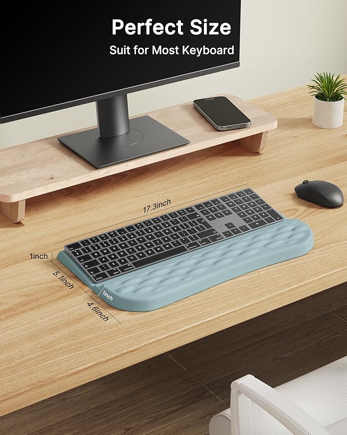 Keyboard Wrist Rest Stand for Desktop, 2 Angle Ergonomic Computer Keyboard Holder Stand, Key Board Riser with Wrist Support, Arm Rest for Office, Home, Desk(Blue)