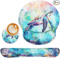 Britimes Sea Turtle Coral Reef Sea World Ergonomic Mouse Pad Set with Wrist Rest Non-Slip Rubber Base Wrist Cushion Support and Coasters Mousepad with Wrist Support for Computer Keyboard and Desk