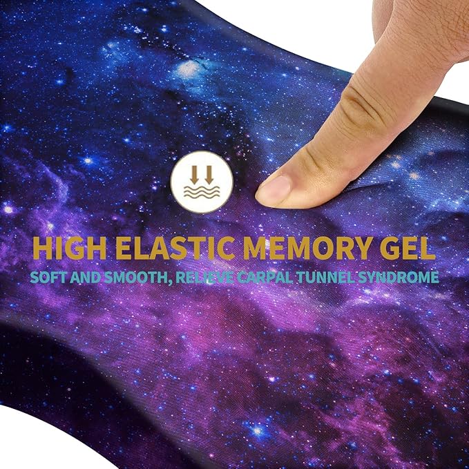 Hokafenle Ergonomic Mouse Pad Wrist Support with Massage Design, Wrist Rest Mousepad with Memory Foam&Non-Slip PU Base, Mouse Pads for Wireless Mouse & Desk (12x8 inch,Galaxy)
