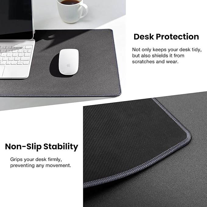 ALOANES Waterproof Mouse Pad with Durable Stitched Edge, XL Gaming Keyboard Pad, Non-Slip Rubber Base Mouse Mat, Desk pad for Gamer, Office & Home, Dark Gray Mousepad 31.5"x 11.8"x 0.12"