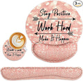 Britimes Pink Rose Gold Ergonomic Mouse Pad Set with Wrist Rest Non-Slip Rubber Base Wrist Cushion Support and Coasters Mousepad with Wrist Support for Computer Keyboard and Desk