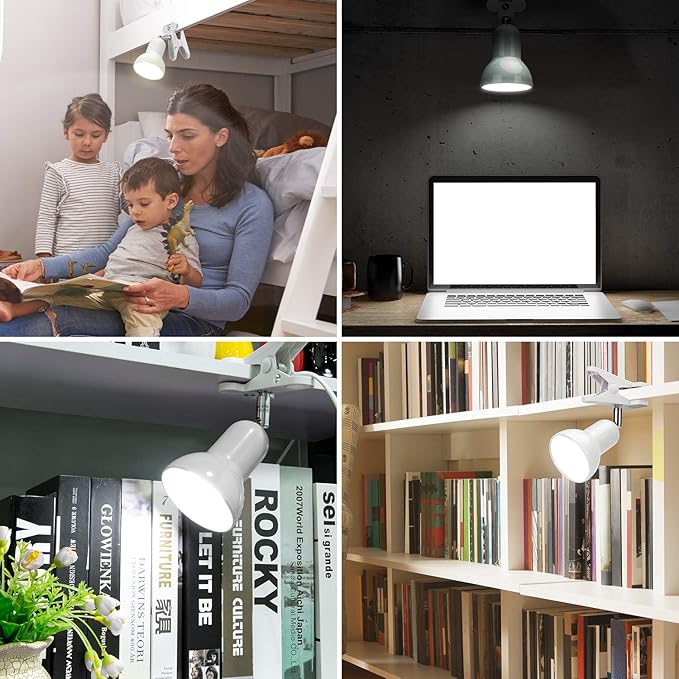 RONG&LAN Clip lamp,360° Rotation Clip on Lamp Portable Book Reading Light,Clamp on Desk/Table/Bunk Bed/Cupboard Home Lighting, (Desk lamp,Seven Colors for Your Choice) (Red)