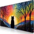 Canjoy Cute Black Cats Anime Mouse pad, 31.5x15.7inch Kawaii Computer Keyboard Mat Extended Large Gaming Mouse Pad with Non-Slip Rubber Base