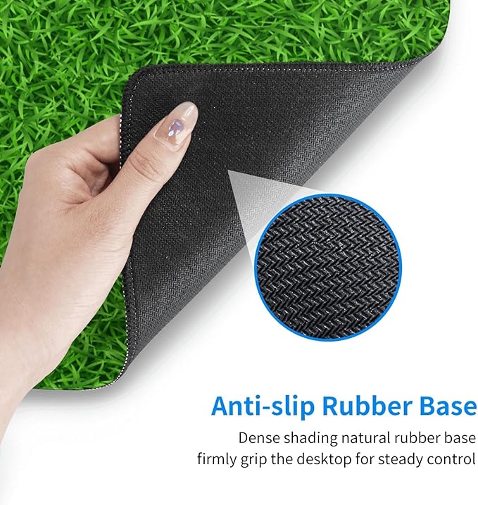 Large Mouse Pad XXL, Green Grass Print Gaming Mouse Pad, Big Desk Mat with Stitched Edges Mousepad for Gaming Keyboard Computer Laptop Office, 31.5'' X 12''