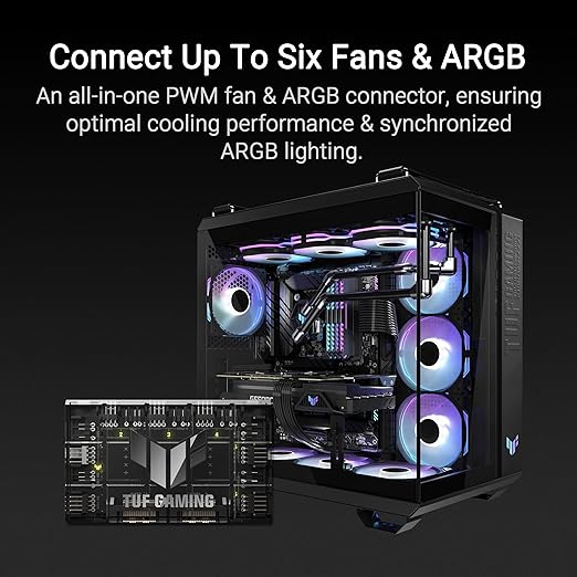 ASUS TUF Gaming ARGB PWM Fan Hub (Connects six case Fans, PWM Fan and RGB Connector, Clear Power and Operation Indicators, Stable Dual SATA Power Support)