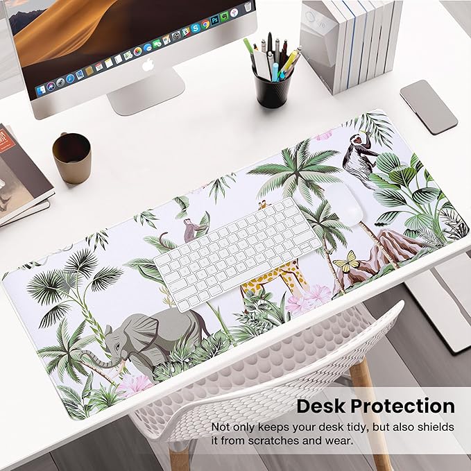 ALOANES Waterproof Mouse Pad with Durable Stitched Edge, Large Gaming Keyboard Pad, Non-Slip Rubber Base, Extended Desk pad for Gamer, Office & Home, Zoo Mousepad 27.6''x 11.8''x 0.12''