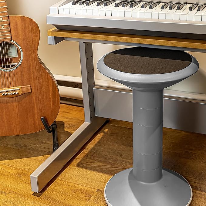 Storex Active Tilt Stool – Ergonomic Seating for Flexible Office Space and Standing Desks, Adjustable 12-24 Inch Height, Gray (00322A01C)