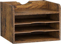 Snughome Vintage Wood File Organizer Desktop, 13.4’’ Document Letter Mail Tray Sorter with 3 Adjustable Shelves, Wooden Desktop Paper File Sorter Holder (Rustic Brown, 13.78’’L x 11.81’’W x 11.02’’H)
