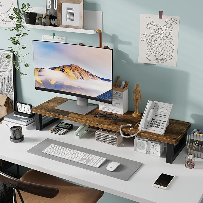 WESTREE Dual Monitor Stand Riser – Wood and Steel