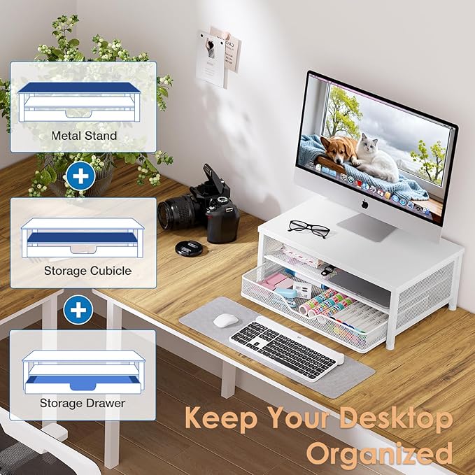 OPNICE Computer Monitor Stand Riser – White