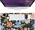 Desk Mat Large Protector Pad 31.5" ×15.7", Non-Slip PU Leather Desk Blotter, Waterproof Mouse Pad for Office Home Wildflower