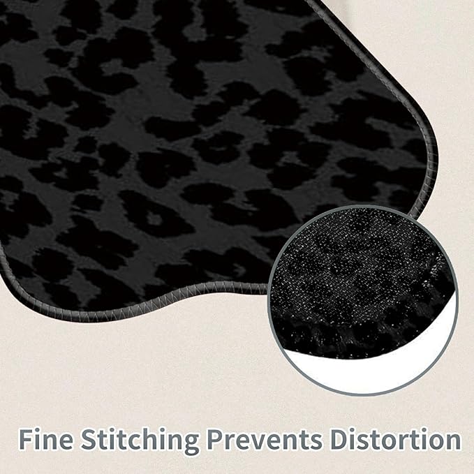 Cute Mouse Pad Plus 1 Coaster, Small Gaming Mouse Mat 11.8 x 9.45 inches, Travel Mouse Pads with Durable Stitched Edges Non-Slip Base, Black Leopards Decor Mousepad for Office Home