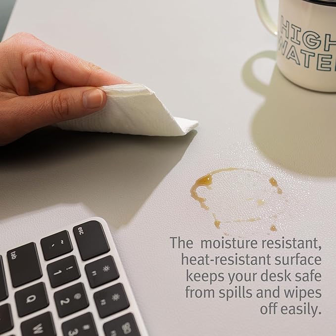Twelve South Sustainable Leather Large Desk Pad - Desk Mat for Computer, Mouse Traction Surface, Desk Protector, Large Mouse Pad, Moisture and Heat Resistant, Non-Slip Desk Pad, Spill Resistant, Black