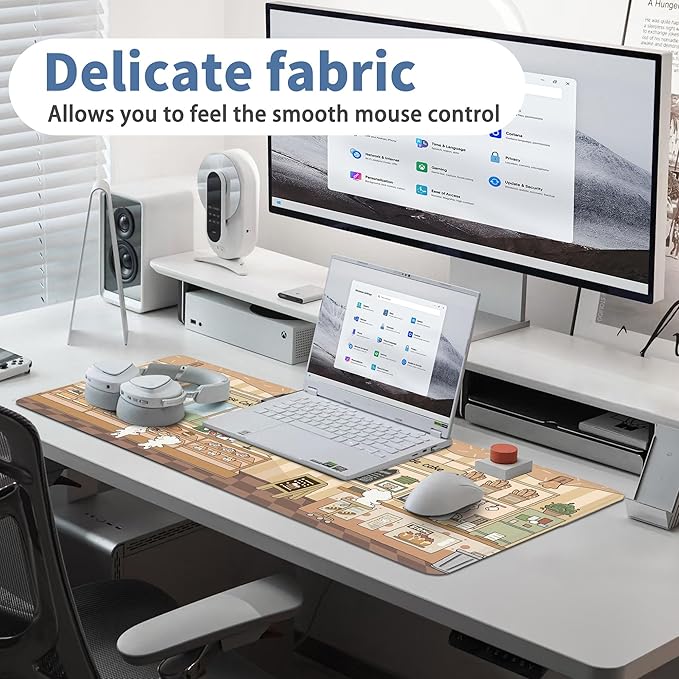 Cute Mouse Pad Large Desk Mat Extended Keyboard Pad Funny XL Mousepad with Non-Slip Base and Stitched Edge Kawaii Bear Mouse Mat Desk Pad 31.5 x 11.8 in Mouse Pads for Desk Decor Home Office Gaming