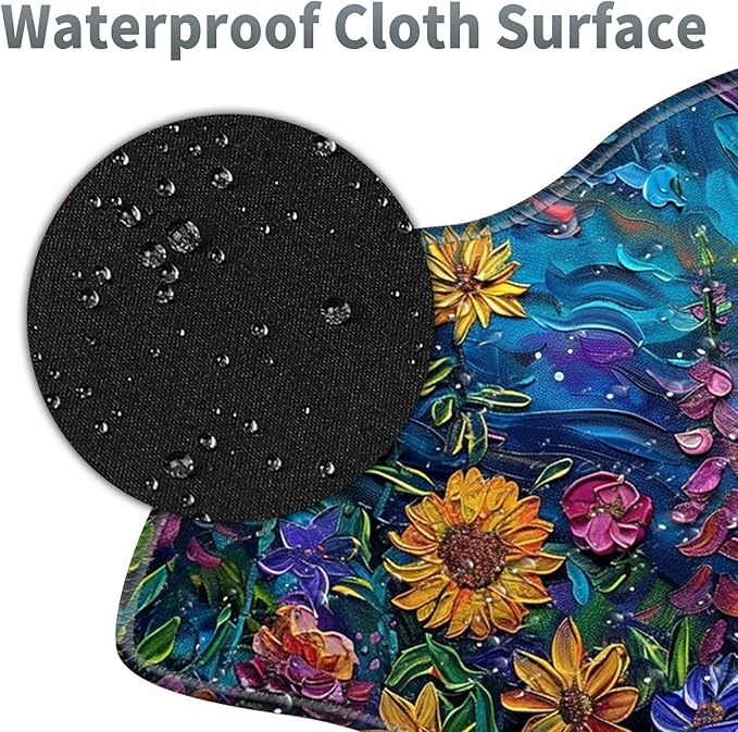 Vibrant Watercolor Flowers Large Gaming Mouse Pad Plus a Coaster, 35.4 x 15.7 inches Desk Mat Extended XXL Mousepad with Stitched Edge Non-Slip Rubber, Desk Pad Computer Mouse Mat for Home Office
