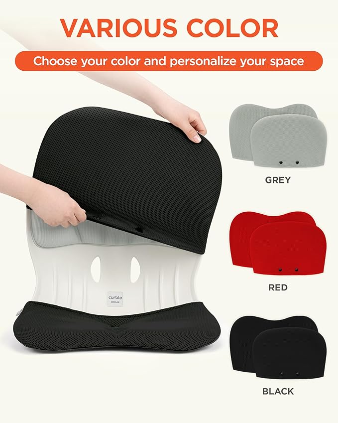 curble WIDER COVER, Detachable Cover for Teenager Chair, Ergonomic Chair Back Support and Lumbar Support (Cover Black)