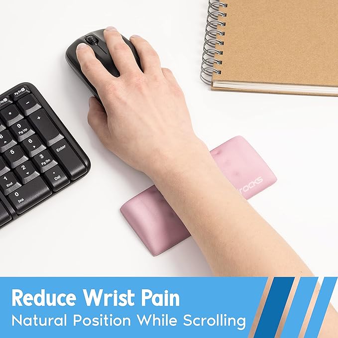 I-Rocks Memory Foam Mouse Wrist Rest - Pain-Reducing Support With Non-Slip Rubber Base - Cooling Comfort for Long Hours of Work, Studying, Gaming