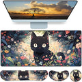 Mouse Pad Anime, Mouse Pad with Wrist Rest, 4-in-1 XXL Large Desk Mat Kawaii Mousepad with Gel Wrist Support Keyboard Wrists Rest Coaster, Ergonomic Gaming Cat Desk Pad, Funny Cute Office Accessories